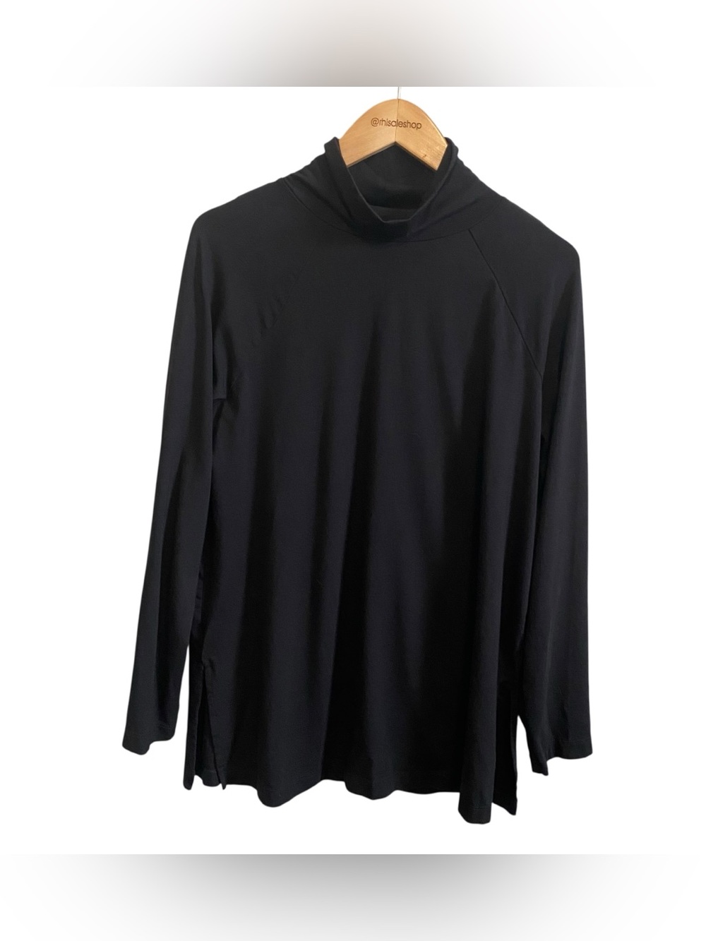 J.Jill Black Luxe Supima Everyday Turtleneck Tunic Long Sleeve Medium Petite